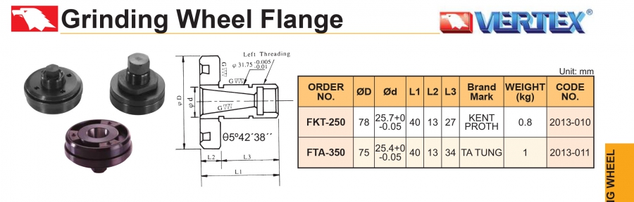 Mặt bích đá mài FKT-250, FTA-350 Vertex