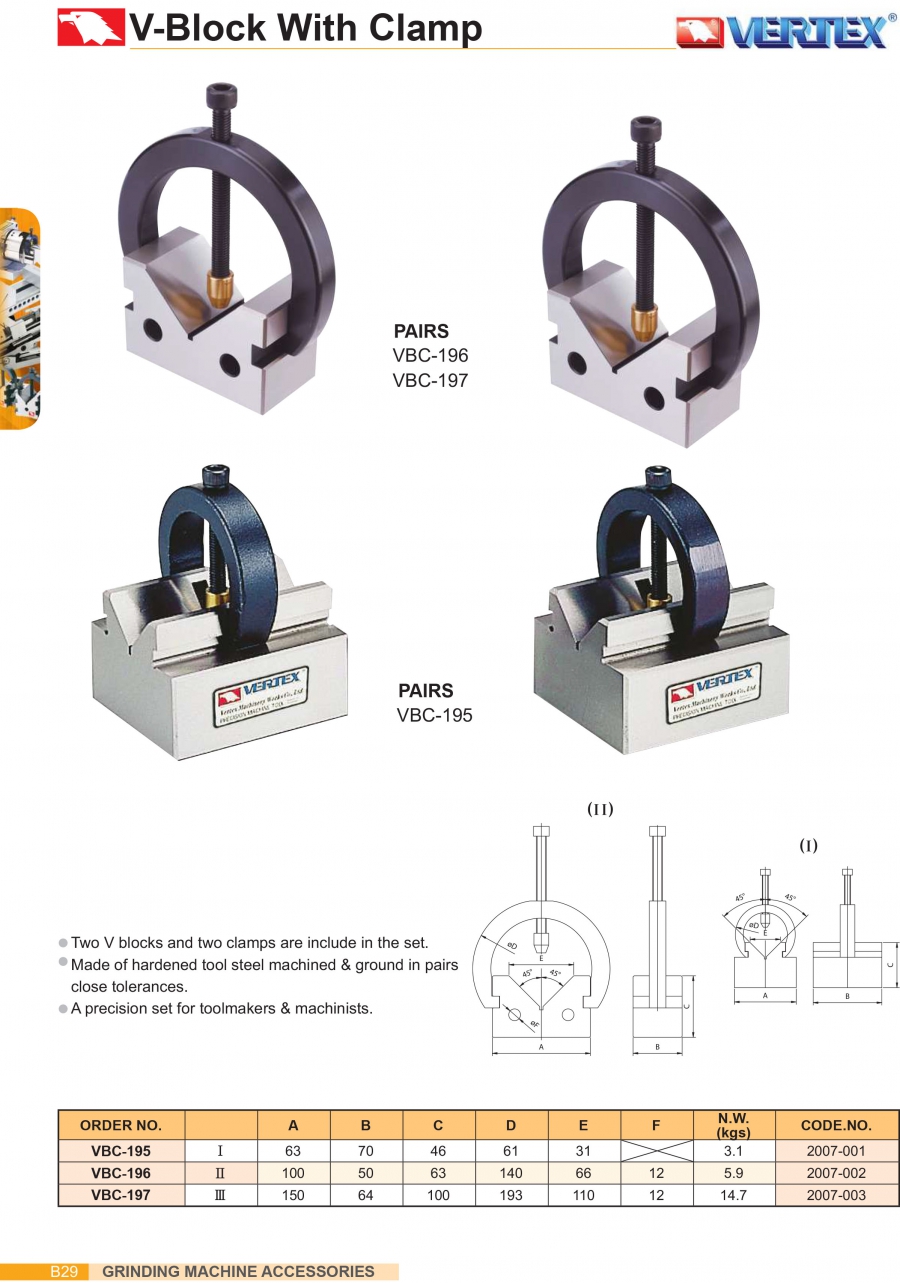 Khối V có kẹp VBC-195, VBC-196, VBC-197 Vertex