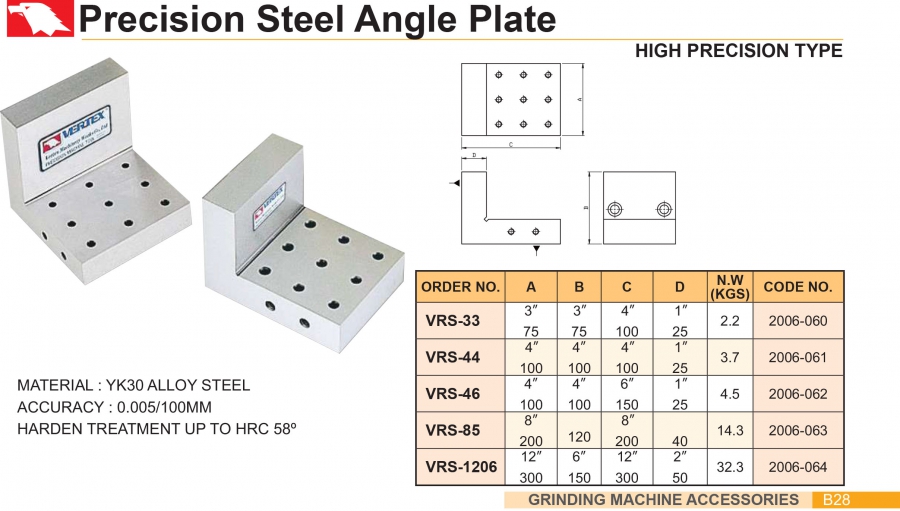 Tấm vuông góc VRS-33, VRS-44, VRS-46, VRS-85, VRS-1206 Vertex