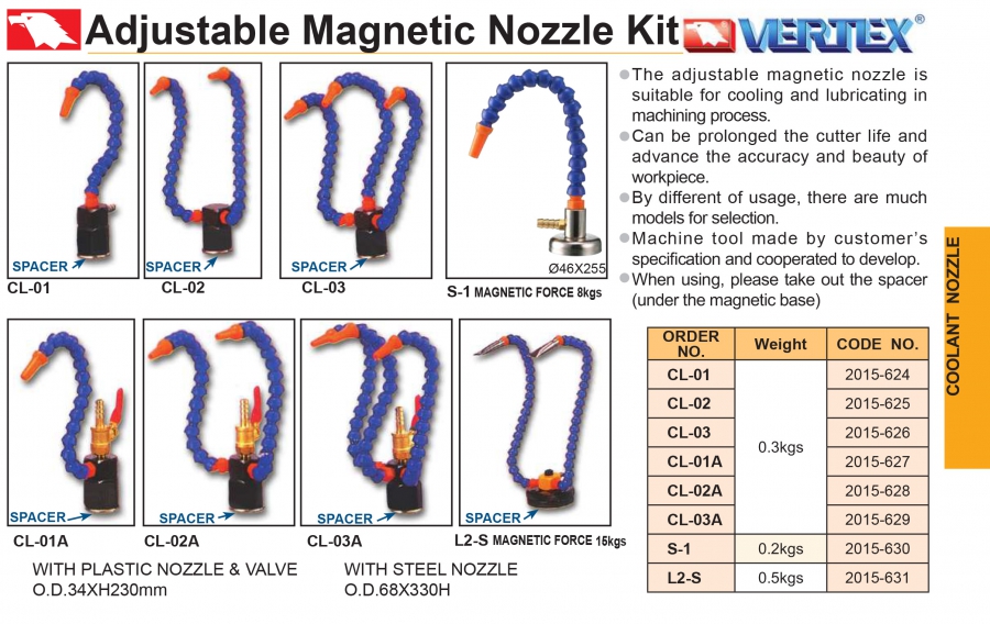 Vòi tưới nguội đế từ CL-01A, CL-02A, CL-03A, L-2 Vertex