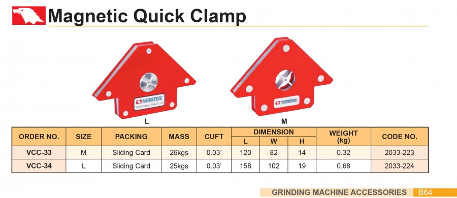 Ke vuông từ tính VCC-33, VCC-34 Vertex