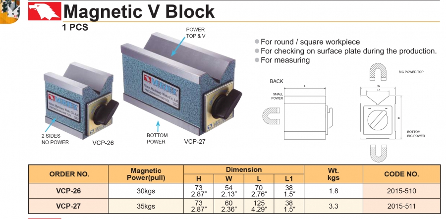 Khối V từ tính VCP-26, VCP-27 Vertex