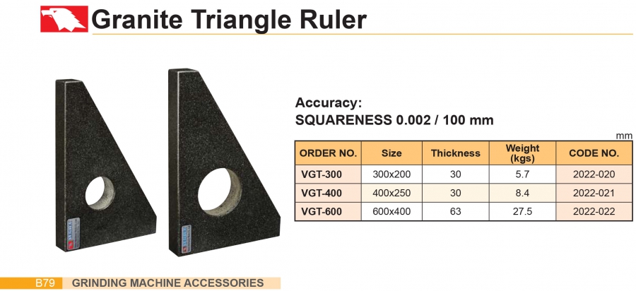 Thước tam giác đá granite VGT-300, VGT-400, VGT-600 Vertex