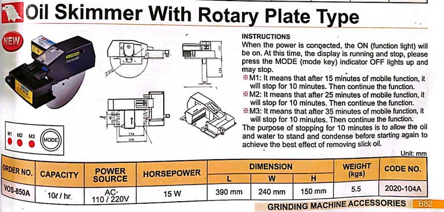 Máy tách dầu khỏi nước bằng đĩa xoay VOS-850A Vertex