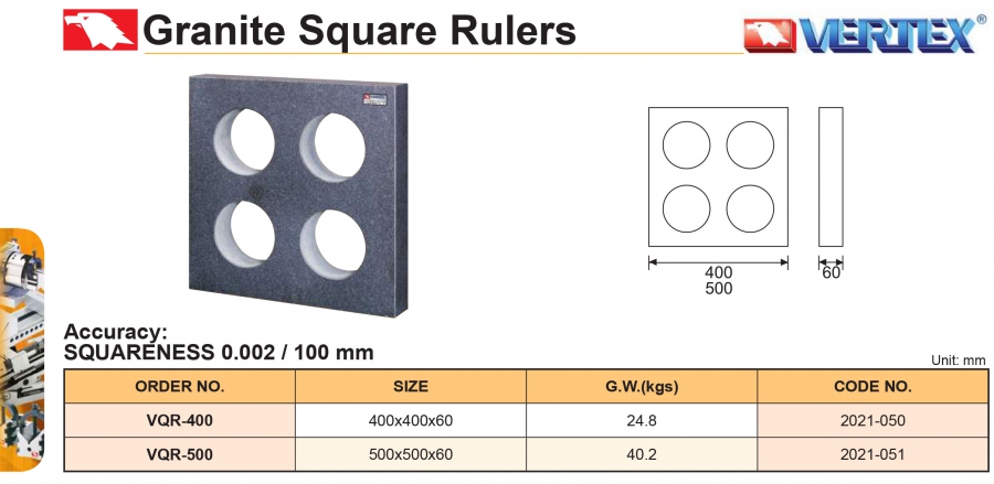 Thước vuông góc đá granite VQR-400,VQR-500 Vertex