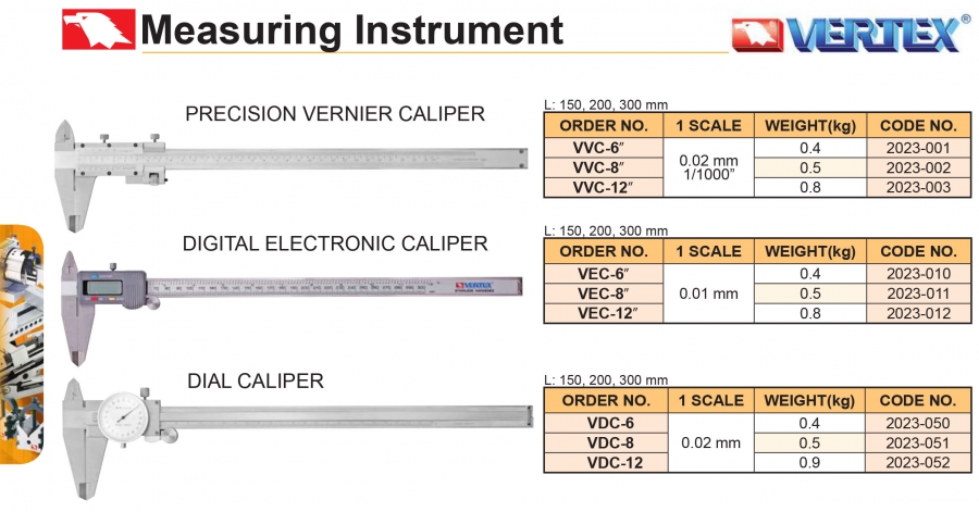 Thước cặp cơ khí VVC-6, VVC-8, VVC-12 Vertex