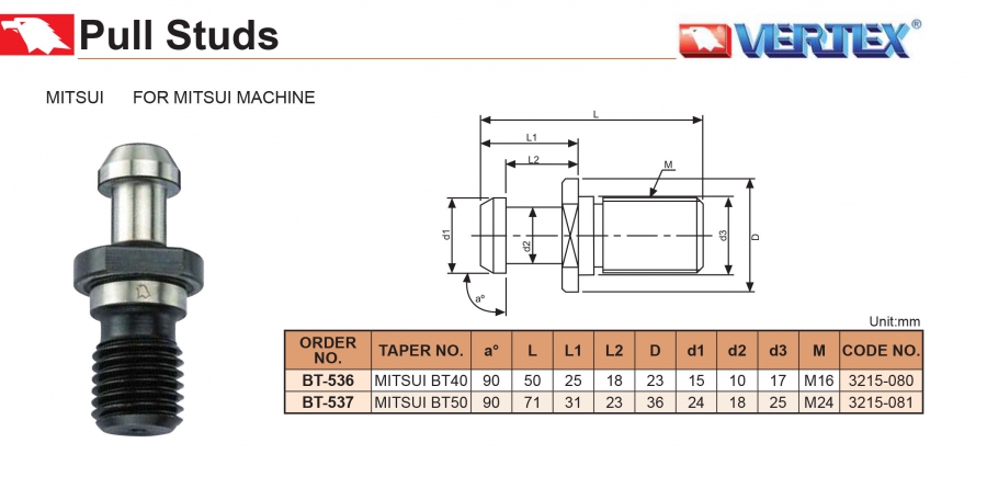Đuôi chuột cho máy phay MITSUI Vertex