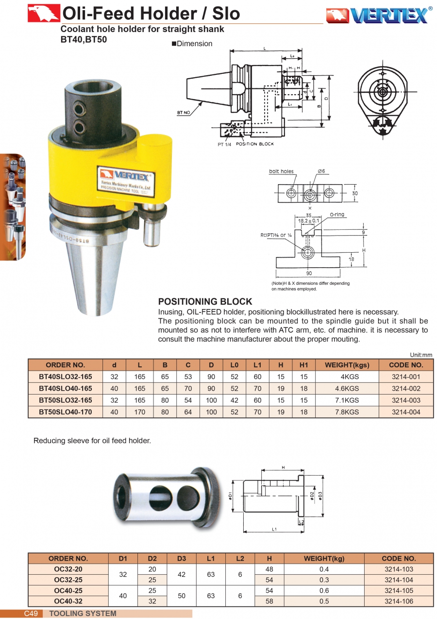 Đầu kẹp dao có tưới nguội BT40, BT50 Vertex
