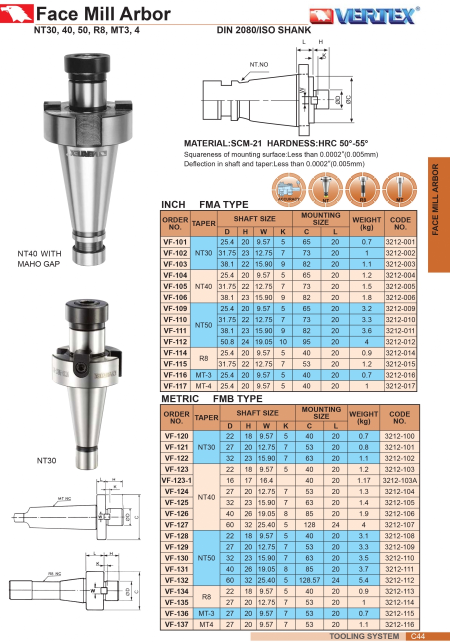 Đầu kẹp dao phay mặt R8-FMB Vertex