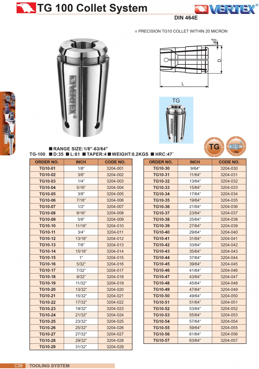 Collet TG-100 Vertex