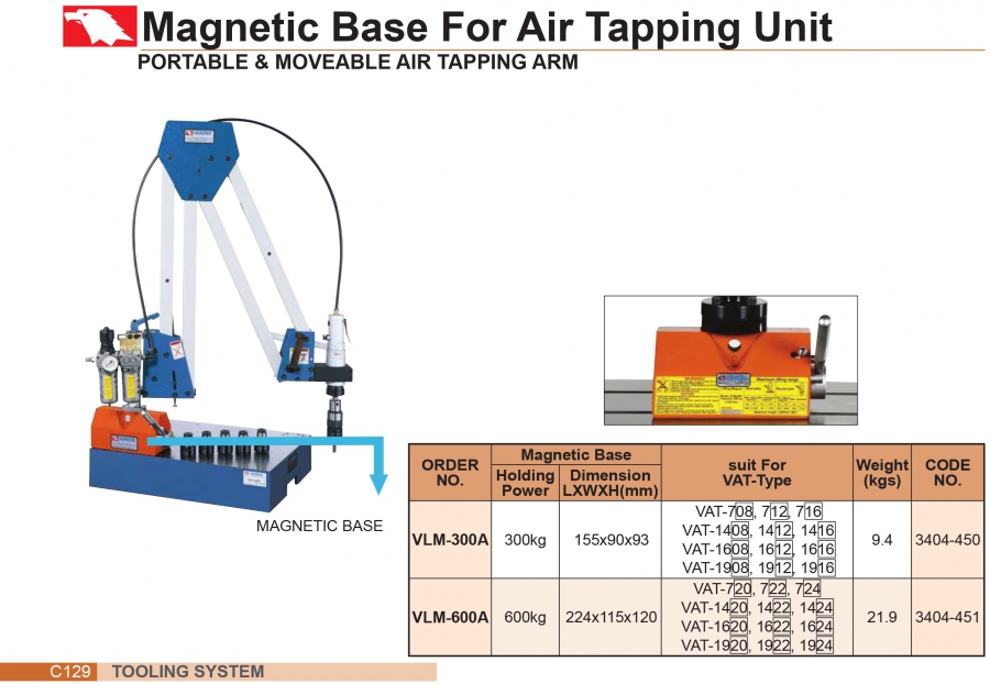 Đế từ cho máy taro khí nén VML-300A, VML-600A Vertex