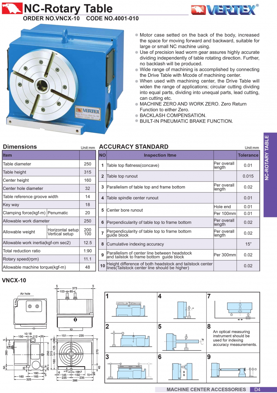 Bàn xoay điều khiển số VNCX-10 Vertex
