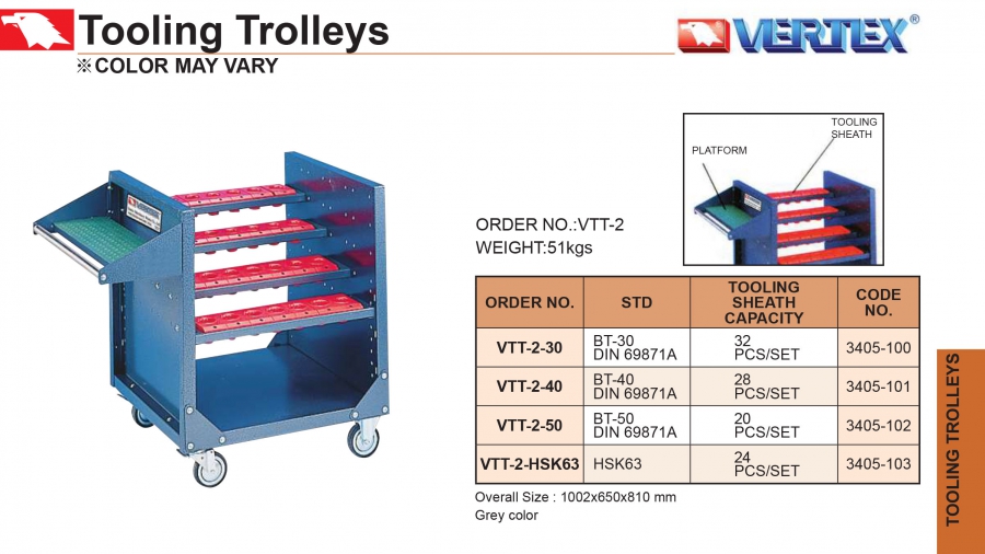 Xe đẩy bầu kẹp dao VTT-2-30, 40, 50, HSK63 Vertex