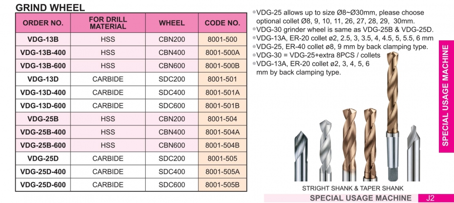 Đá mài mũi khoan VDG-25B, VDG-25B-400, VDG-25B-600 Vertex