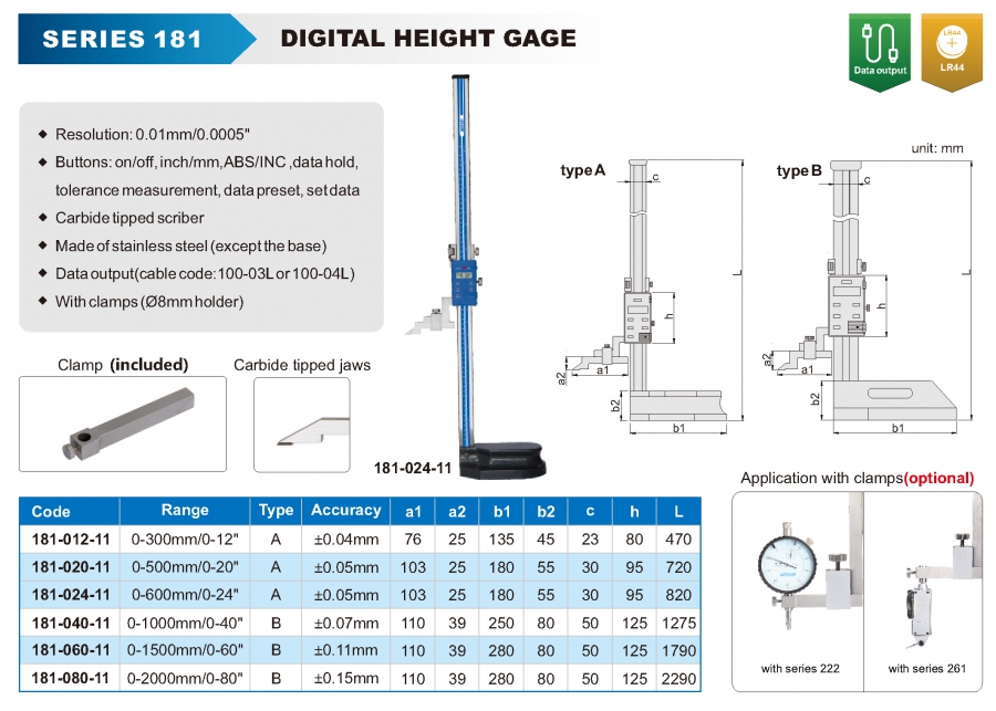 Thước đo cao điện tử series 181 Accud