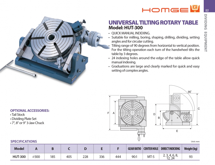 Bàn xoay nghiêng vạn năng HUT-300 Homge