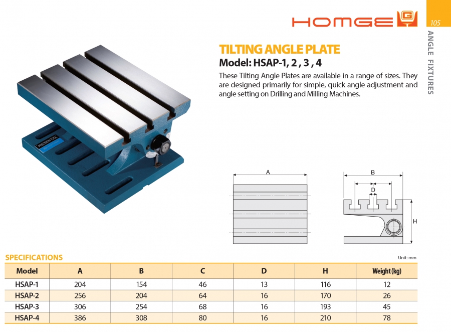 Đế gá nghiêng HSAP-1, HSAP-2, HSAP-3, HSAP-4 Homge