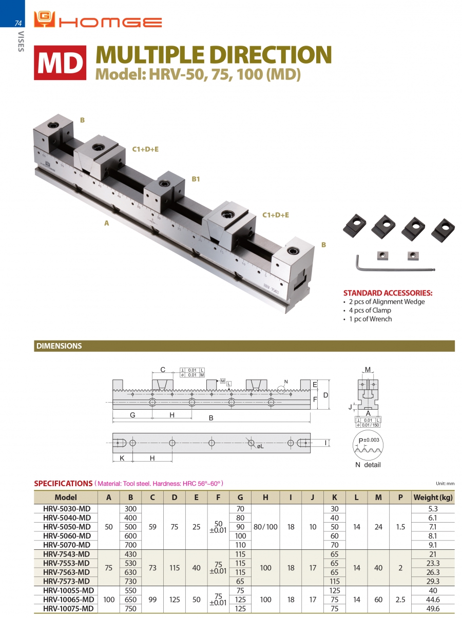 Ê tô nối tiếp HRV-50, 75, 100 (MD) Homge