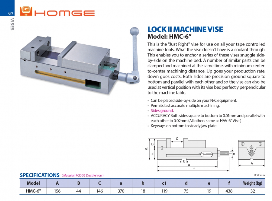 Ê tô máy phay HMC-6” Homge
