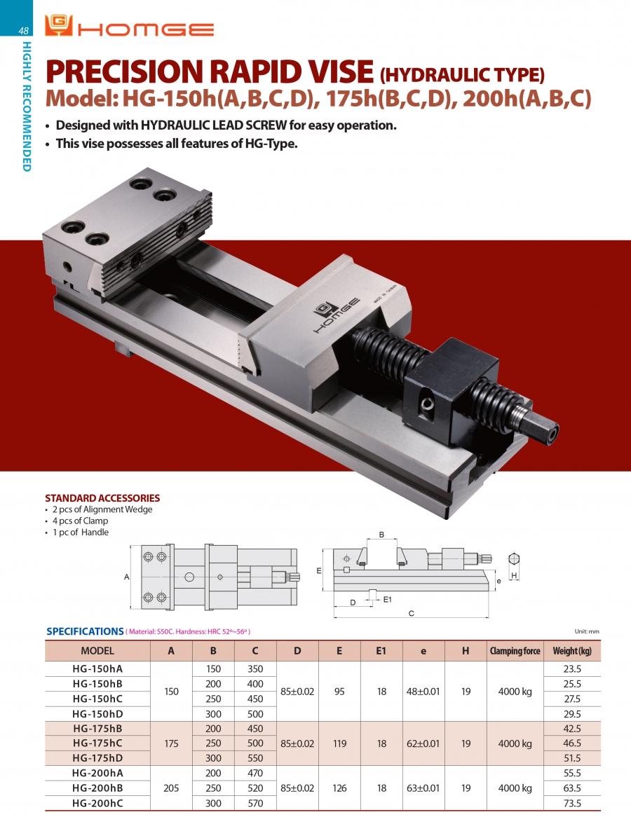 Ê tô kẹp nhanh HG-150hA, HG-150hB, HG-150hC, HG-150hD