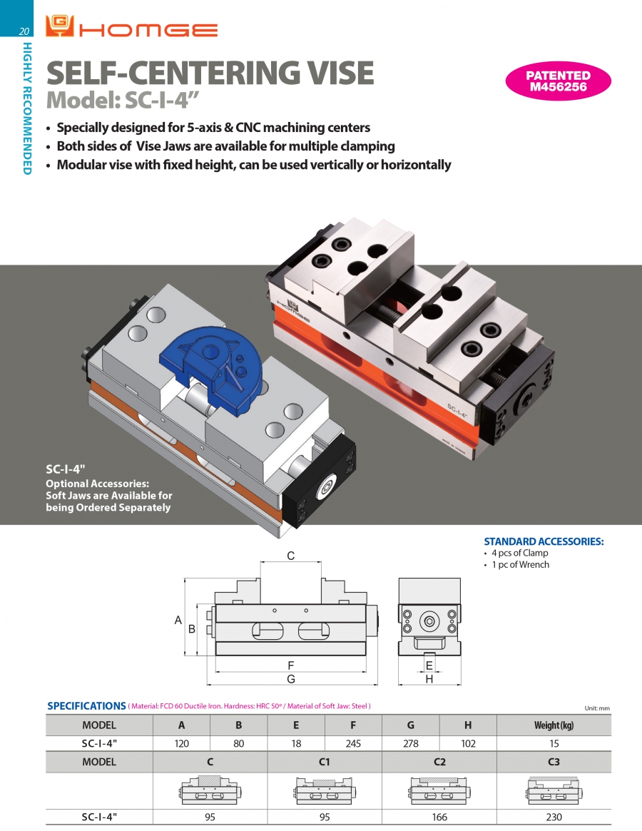 Ê tô tự định tâm SC-I-4” Homge