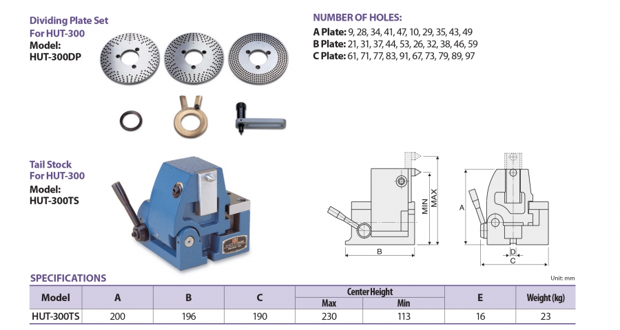 Ụ động cho Bàn xoay nghiêng vạn năng HUT-300TS Homge
