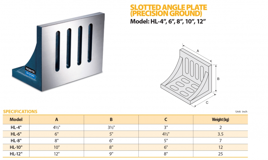 Tấm vuông góc có rãnh HL-4", HL-6", HL-8", HL-10", HL-12" Homge