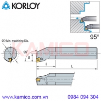 Cán dao tiện lỗ mảnh nhỏ 95° PCLNR/L Korloy