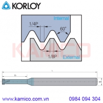 Dao phay ren sâu độ cứng HRC62 tiêu chuẩn ISO, UN Korloy