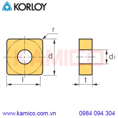 Mảnh dao tiện vuông SN Korloy