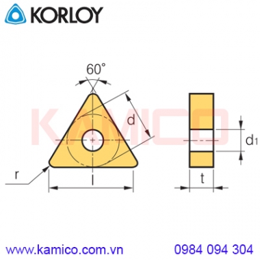 Mảnh dao tiện tam giác TN Korloy