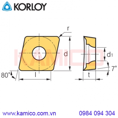 Mảnh dao tiện Aluminium CC Korloy