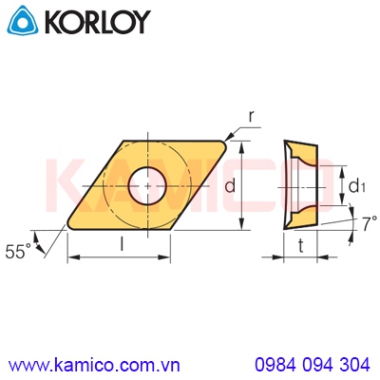 Mảnh dao tiện Aluminium DC Korloy