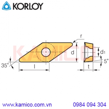 Mảnh dao tiện Aluminium VB Korloy