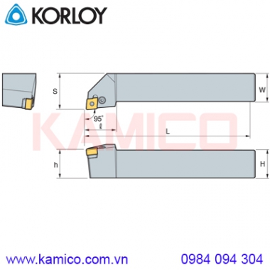Cán dao tiện ngoài mảnh nhỏ 95° PCLNR/L Korloy