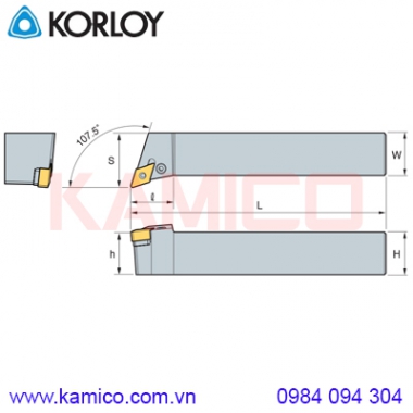 Cán dao tiện ngoài mảnh nhỏ 107.5° PDQNR/L Korloy