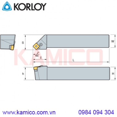 Cán dao tiện ngoài mảnh nhỏ 45° PSSNR/L Korloy