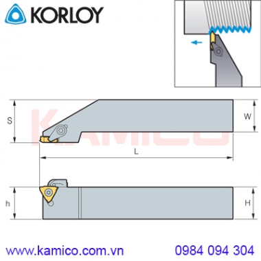 Cán dao tiện ren ngoài loại đứng VTH Korloy