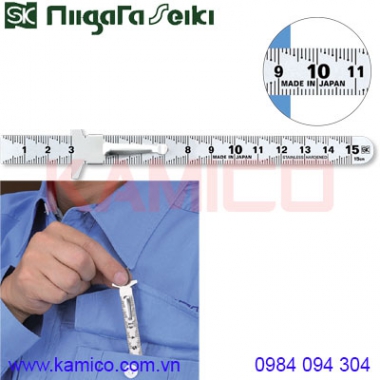 Thước lá Inox kẹp túi vạch KAIDAN Niigata Seiki SVC-15KD