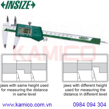 Thước cặp điện tử mỏ đo trên cùng hướng Insize series 1184
