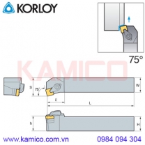 Cán dao tiện ngoài bằng Ceramic góc 75° CSKNR/L Korloy