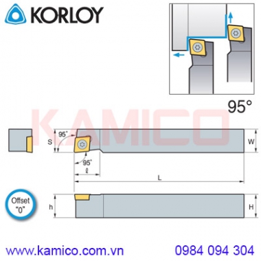 Cán dao tiện ngoài cho máy tiện tự động 95° SCLCR/L Korloy