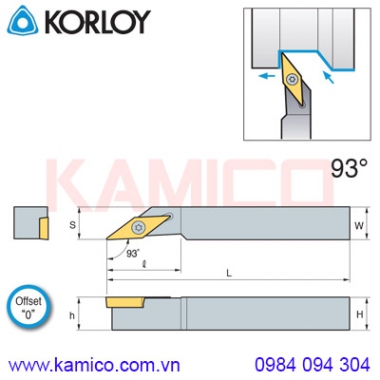 Cán dao tiện ngoài cho máy tiện tự động 93° SVJPR/L Korloy