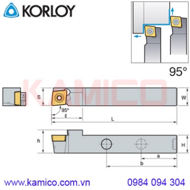 Cán dao tiện ngoài tự động có làm mát 95° SCLCR/L Korloy