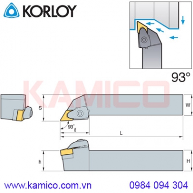 Cán dao tiện ngoài 93° DDJNR/L Korloy (loại Double Clamp)