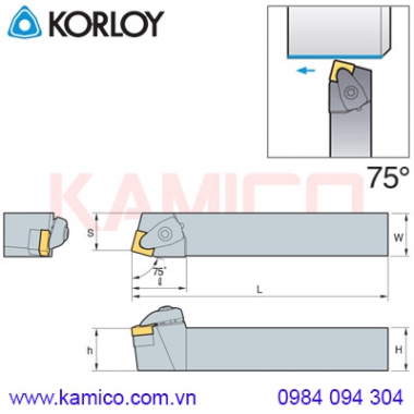 Cán dao tiện ngoài 75° DSBNR/L Korloy (loại Double Clamp)