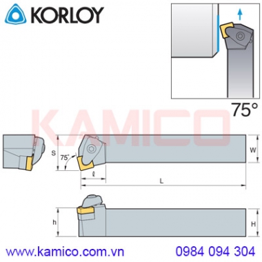 Cán dao tiện ngoài 75° DSKNR/L Korloy (loại Double Clamp)