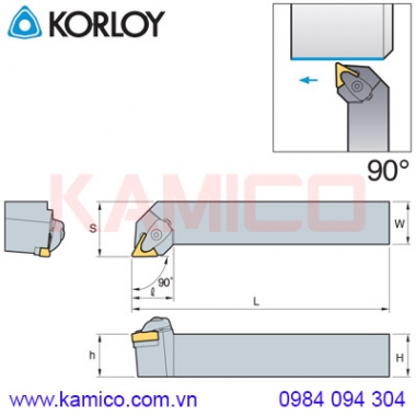 Cán dao tiện ngoài 90° DTGNR/L Korloy (loại Double Clamp)