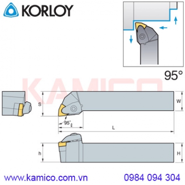 Cán dao tiện ngoài 95° DWLNR/L Korloy (loại Double Clamp)