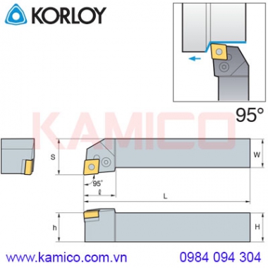Cán dao tiện ngoài 95° PCLNR/L Korloy (loại Khóa đòn bẩy)